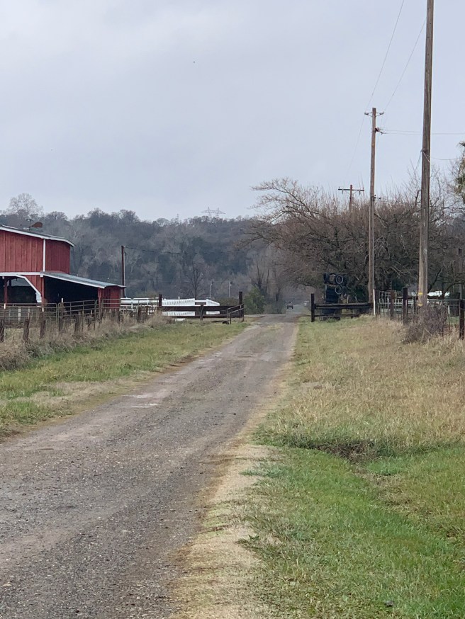 a gravel road in the country 